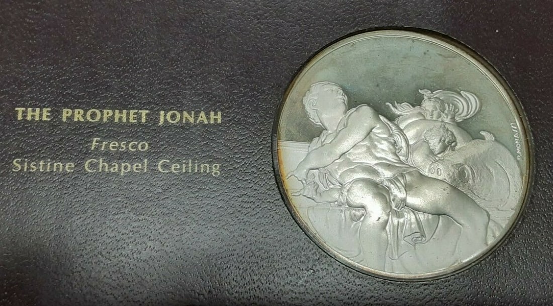 Sterling Silver Michelangelo Prophet Jonah Medal by Franklin Mint (1 of 2)