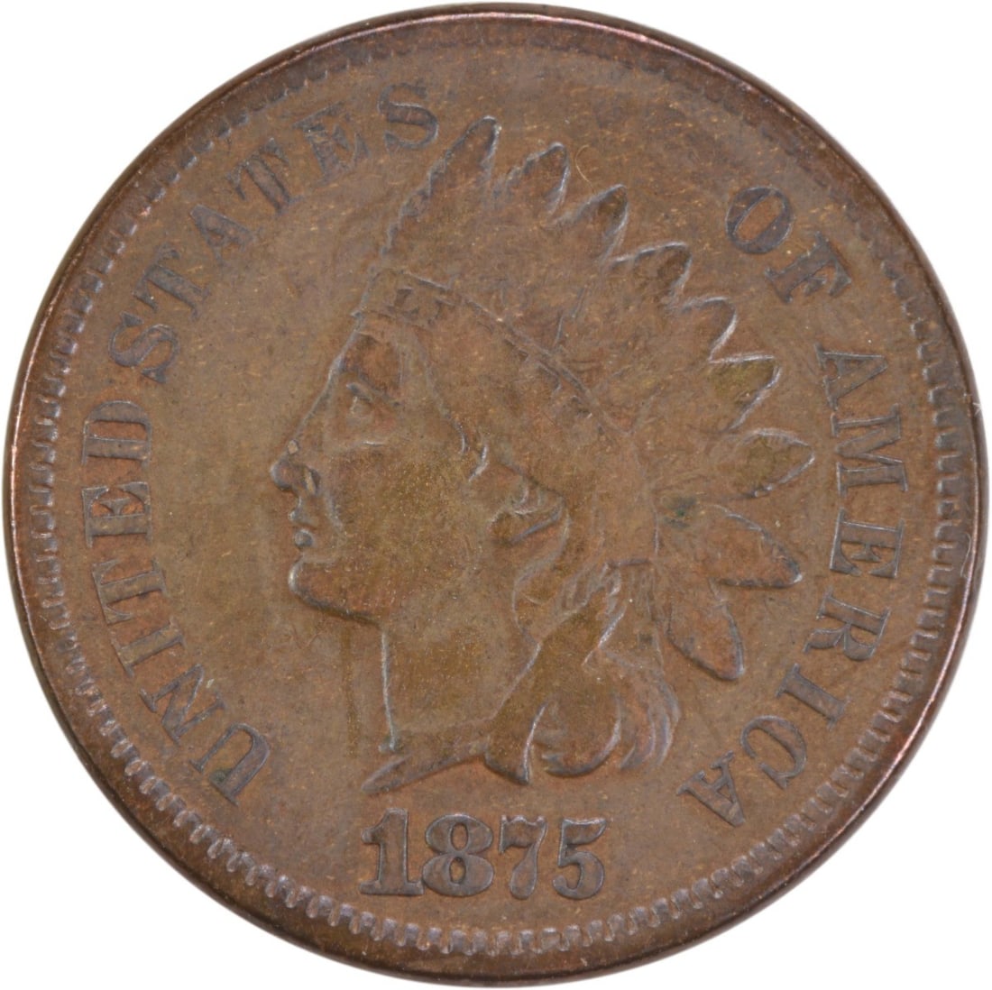 1875 Indian Head Cent F Circulated Uncertified Philadelphia Mint: 1875 Indian Head Cent F Circulated Uncertified Philadelphia Mint This 1875 Indian Cent is a classic piece of American numismatic history. Struck at the Philadelphia Mint, this coin features the iconic