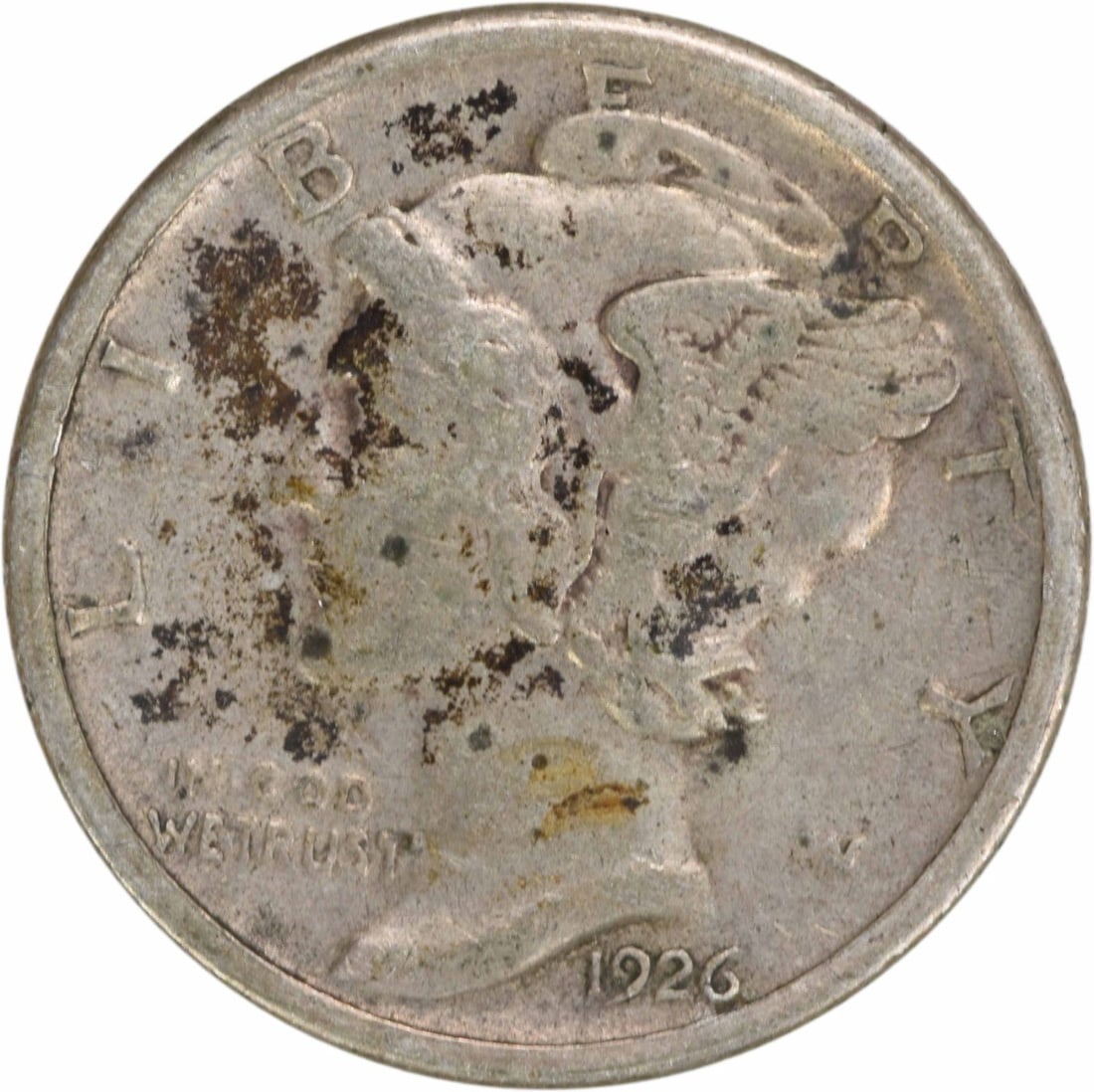 1926-S Mercury Dime 90% Silver VF Uncertified: 1926-S Mercury Dime 90% Silver VF Uncertified This 1926-S Mercury Silver Dime is a remarkable piece of numismatic history. Struck in San Francisco, this coin features a beautiful design by Adolph Alex