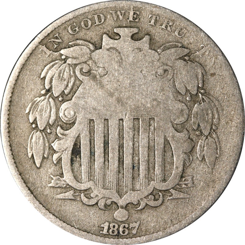1867 Shield Nickel Rays Circulated Nickel Coin (1 of 2)