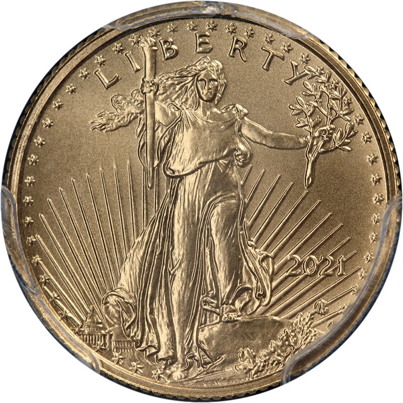 2021 $5 Gold American Eagle Type 2 PCGS MS70 Signed by General Casey (1 of 4)