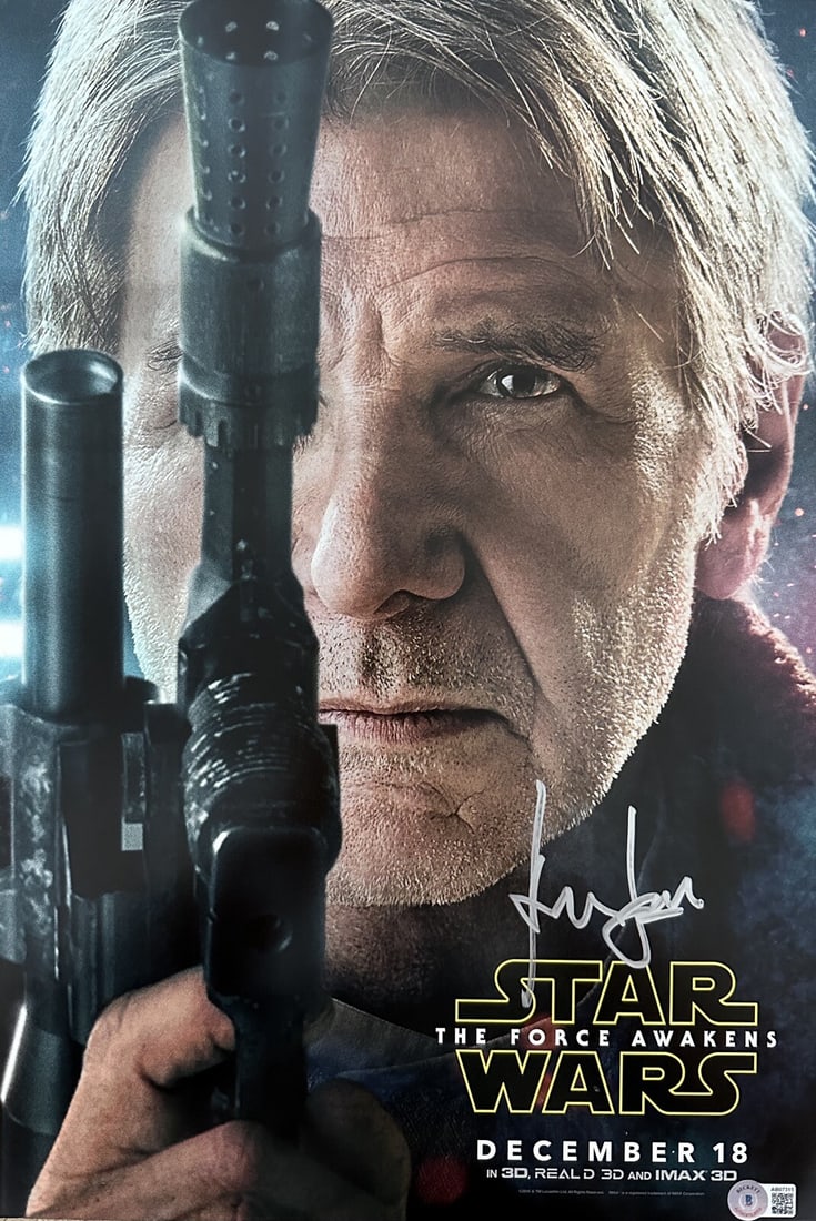 Autographed Star Wars Force Awakens 12x18 Poster Beckett Certified by Harrison Ford (1 of 1)