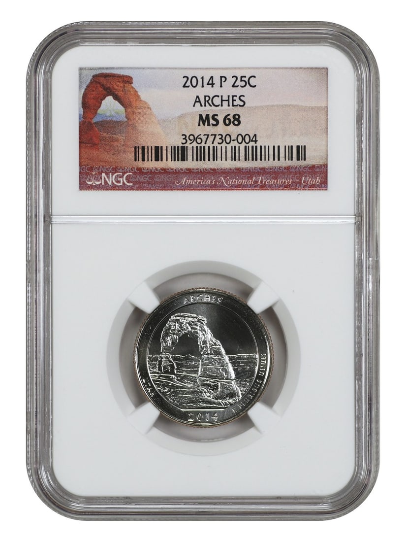 2014-P 25C Arches NP NGC MS68 Type 1 Clad Quarter (1 of 4)