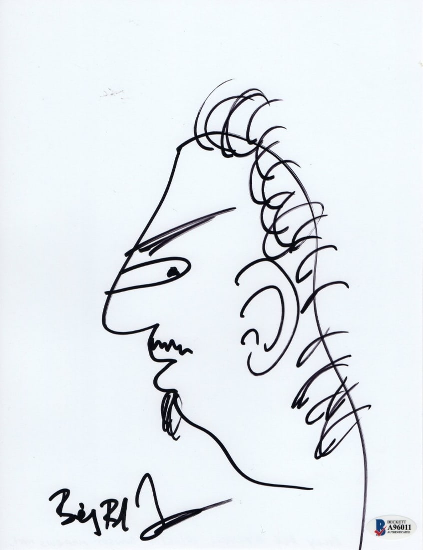 Original 8.5x11 Sketch Drawing Signed by Billy Bob Thornton Beckett Authenticated (1 of 2)