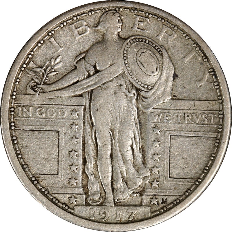 1917-P Type 1 Standing Liberty Quarter Silver Coin (1 of 2)