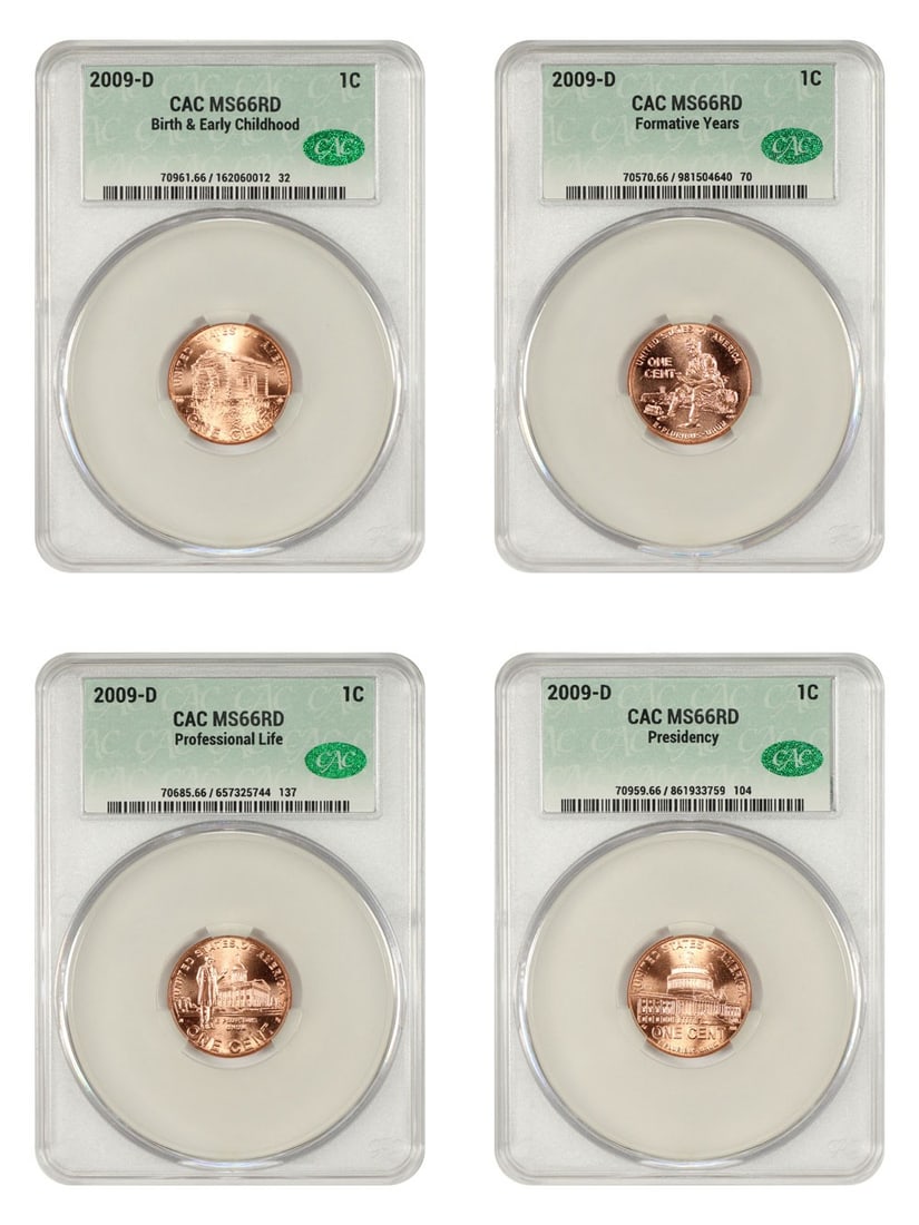Four 2009-D Lincoln Cents CACG MS66RD Certified Uncirculated Coins (1 of 4)
