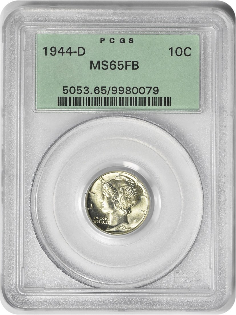 1944-D Mercury Dime MS65FB PCGS 90% Silver Uncirculated Coin (1 of 2)
