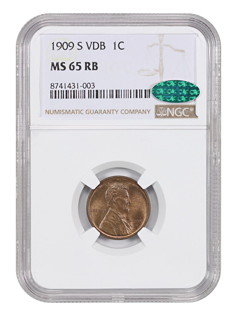 San Francisco 1909-S VDB Lincoln Wheat Cent NGC CAC MS65RB Key Date: San Francisco 1909-S VDB Lincoln Wheat Cent NGC CAC MS65RB Key Date This 1909-S VDB Lincoln Cent (Wheat Reverse) is a key date highly sought after by collectors. Graded MS65RB by NGC with CAC approval