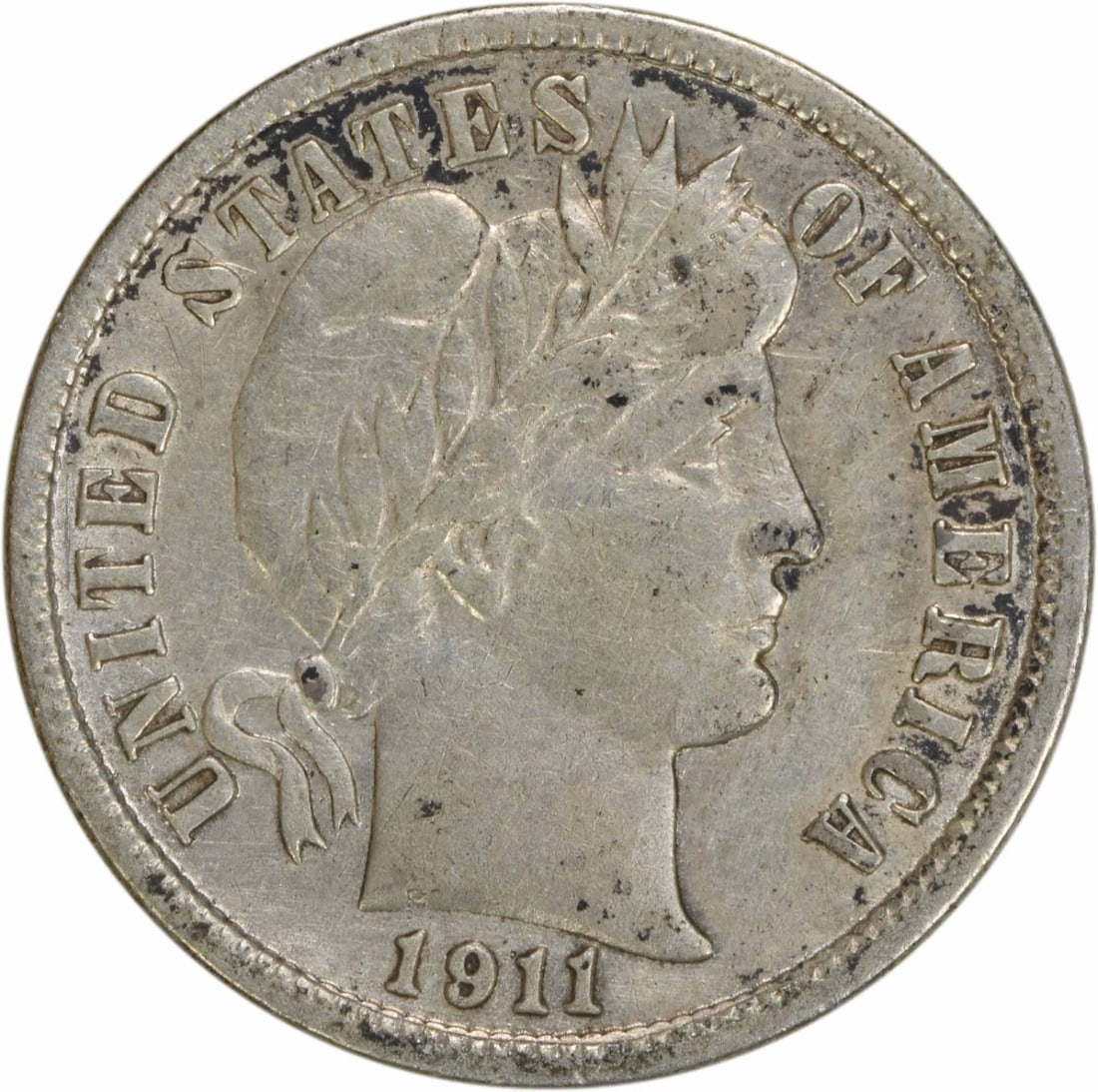 1911-D Barber Dime AU Uncertified 90% Silver Coin (1 of 2)