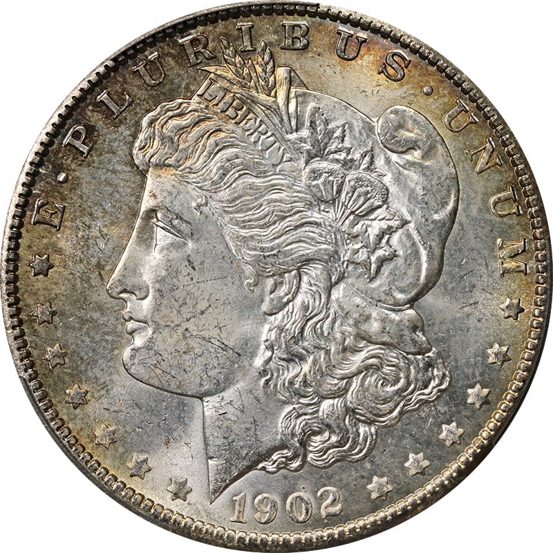 PCGS MS63 1902-O Silver Morgan Dollar with Toning (1 of 4)