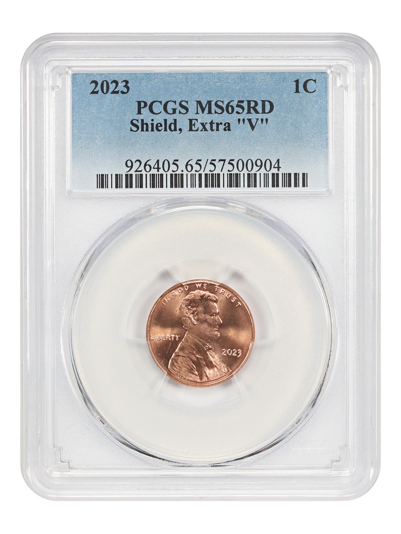 2023 Lincoln Shield Cent PCGS MS65RD Extra V Variety (1 of 4)