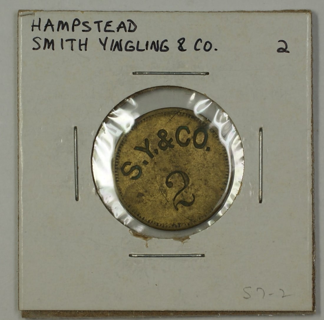 Trade Token 2 Cent Early 1900s Smith Yingling Hampstead Maryland S-S7-2 (1 of 1)