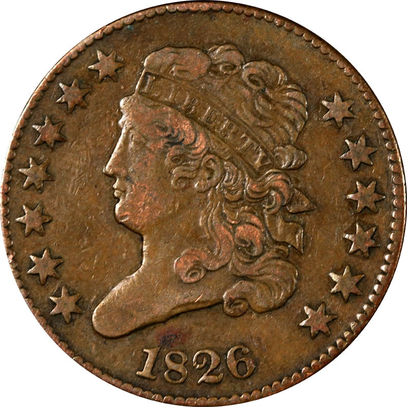 1826 United States Classic Head Copper Half Cent Coin (1 of 2)