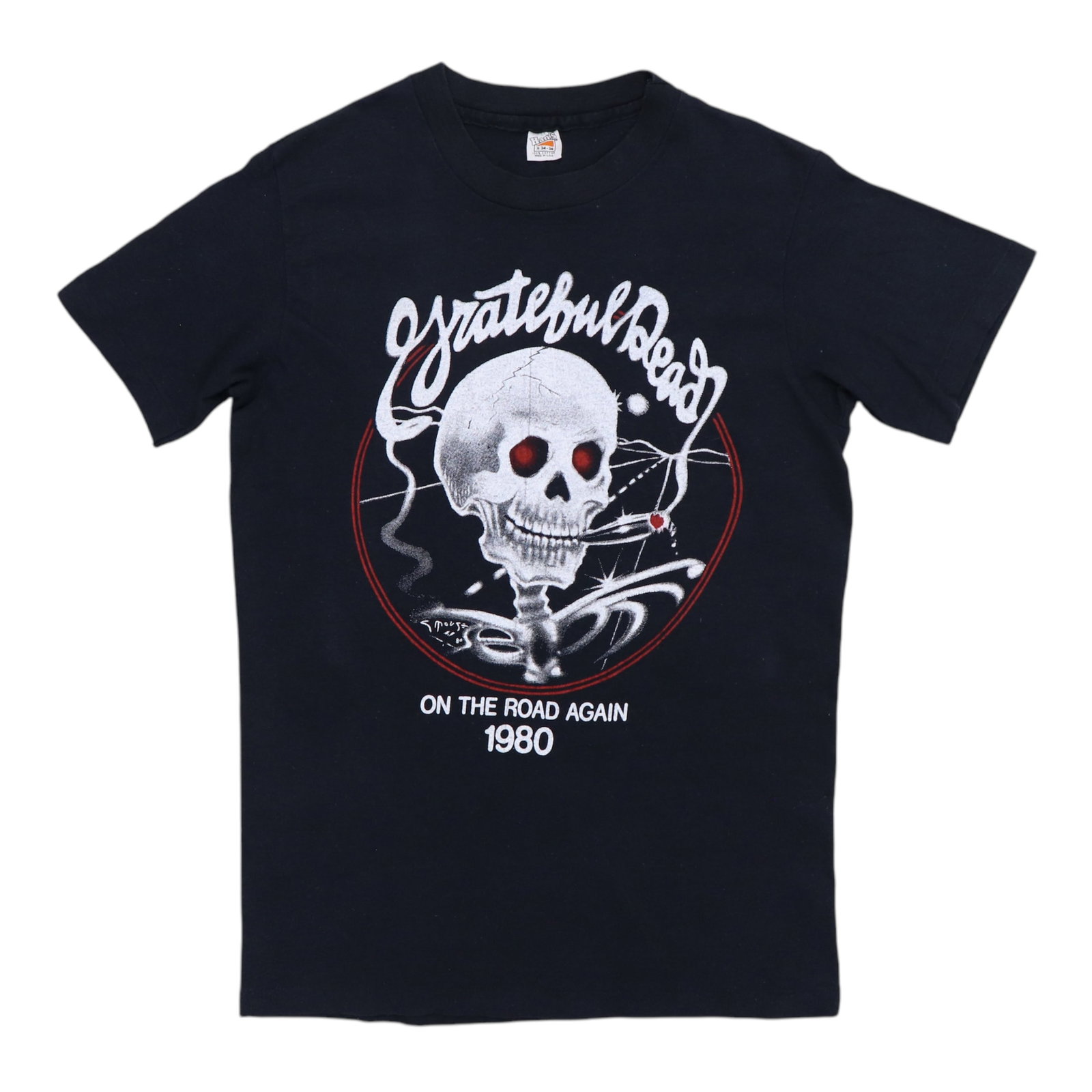 Vintage 1980 Grateful Dead On The Road Again Concert T-Shirt Black Cotton (1 of 5)