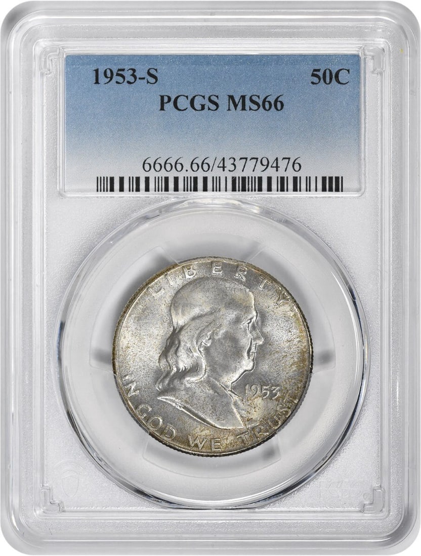 1953-S Franklin Half Dollar MS66 PCGS 90% Silver Coin (1 of 2)