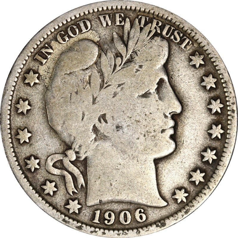 1906 New Orleans Mint Barber Silver Half Dollar United States: 1906 New Orleans Mint Barber Silver Half Dollar United States This is a 1906-O Barber Half Dollar minted in New Orleans, United States. The coin is composed of silver with a fineness of 0.9 and is in 