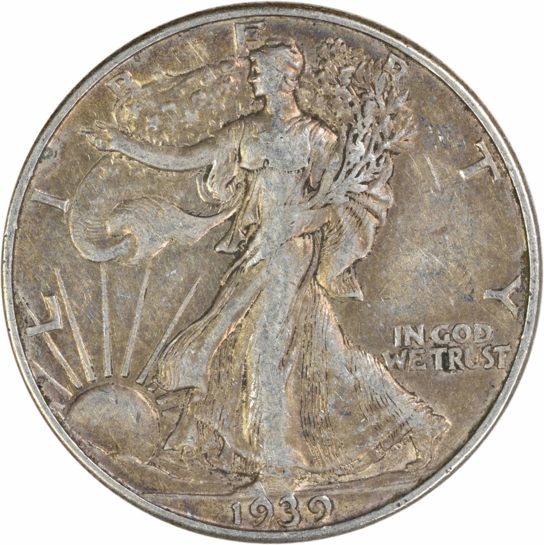 San Francisco Mint 1939 Liberty Walking 50C Silver Half Dollar EF Uncertified: San Francisco Mint 1939 Liberty Walking 50C Silver Half Dollar EF Uncertified This 1939-S Walking Liberty Half Dollar is a circulated coin from the San Francisco Mint, featuring the iconic design by A