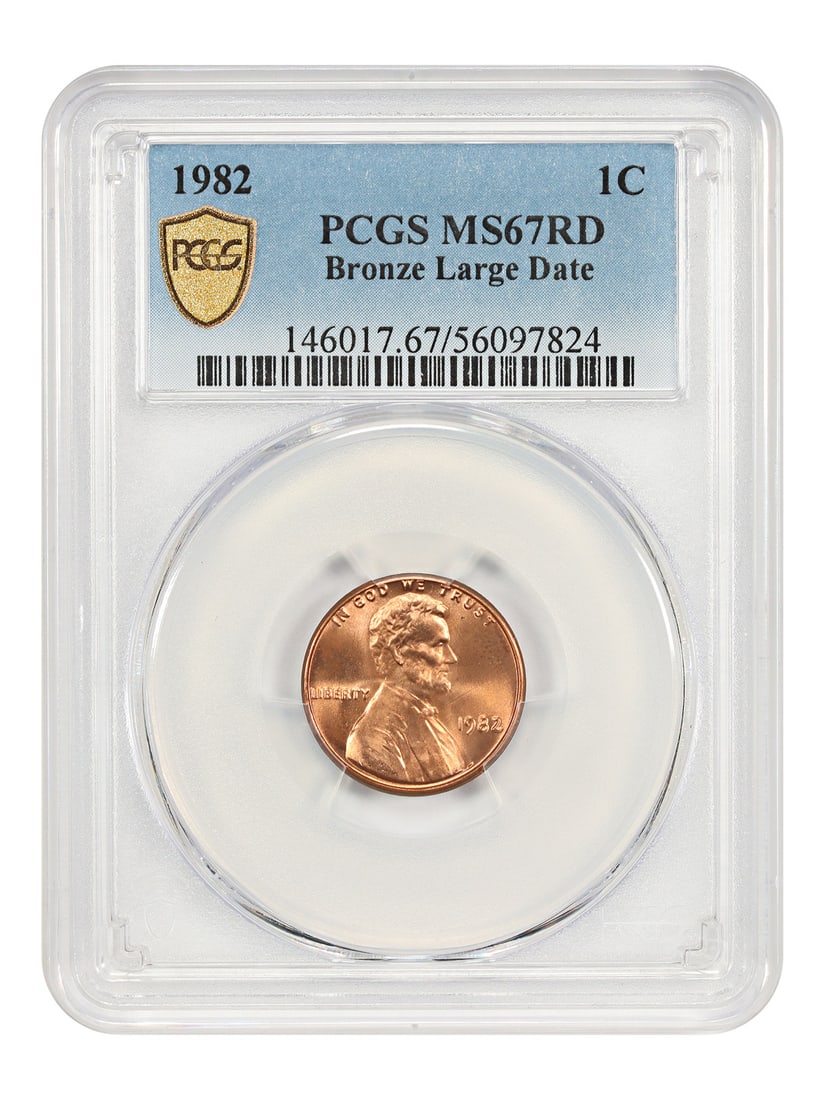 Lincoln Cent 1982 Large Date Bronze PCGS MS67RD Philadelphia Mint (1 of 4)
