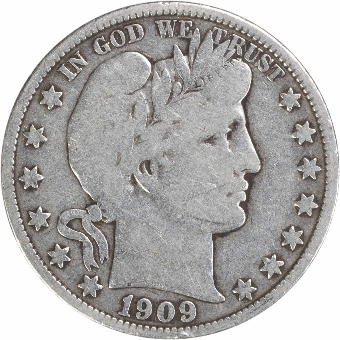1909-O Barber Half Dollar 50C 90% Silver Uncertified (1 of 2)