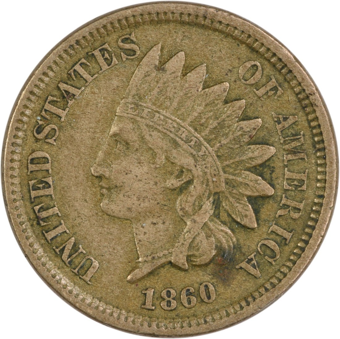 1860 Indian Head Cent VF Uncertified 19mm Copper Nickel (1 of 2)