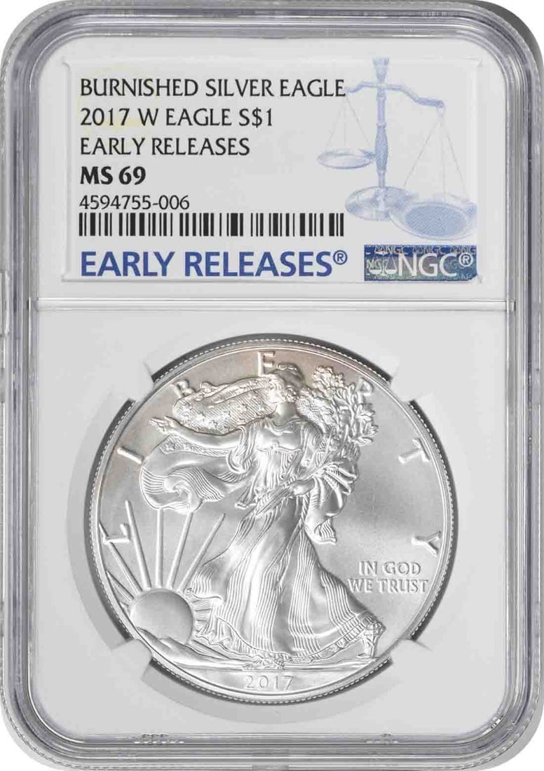 American Eagle 2017-W Burnished Silver Dollar MS69 NGC Early Releases (1 of 2)