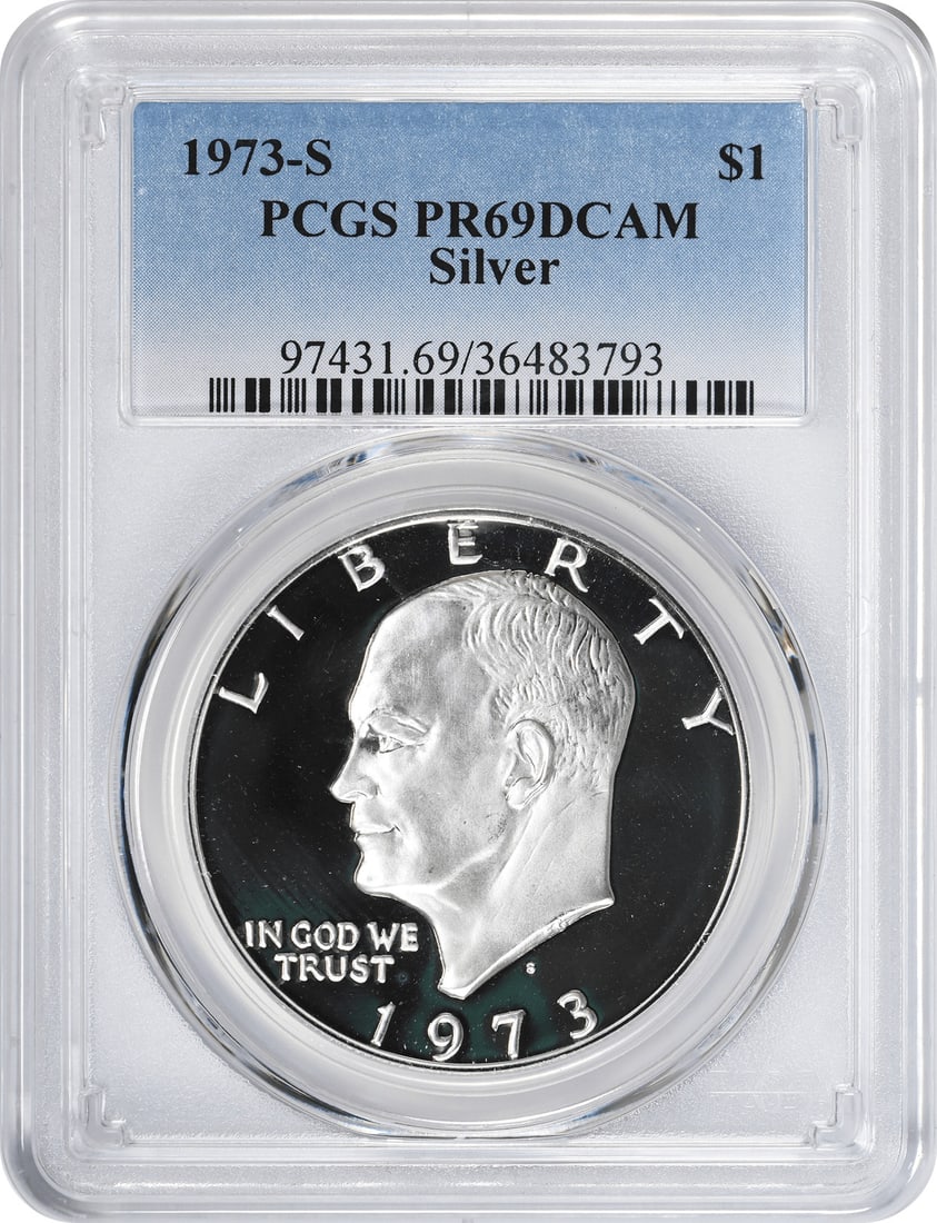 1973-S Eisenhower Silver Dollar PCGS PR69DCAM Proof San Francisco Mint (1 of 2)