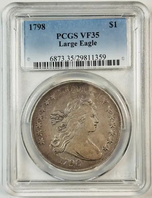 1798 Draped Bust Silver Dollar Large Eagle PCGS VF35 (1 of 2)
