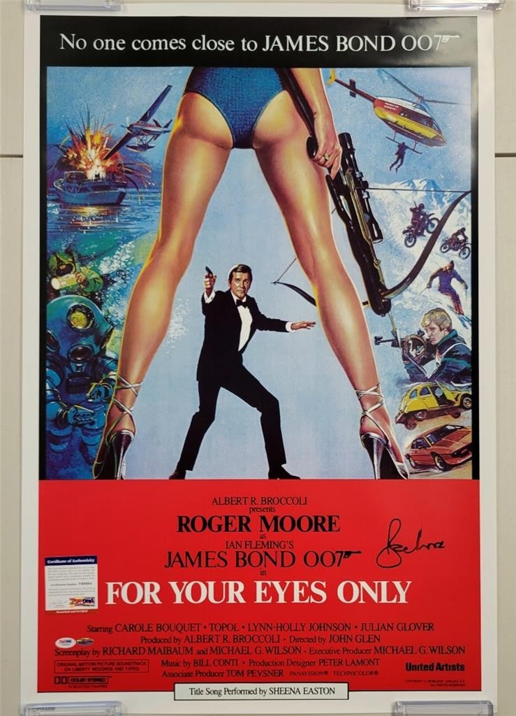 For Your Eyes Only 24x36 Poster Signed by Roger Moore as James Bond (1 of 4)