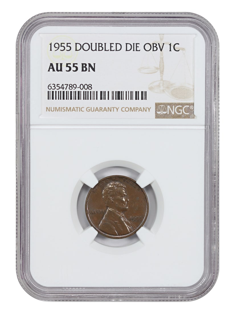 NGC AU55 1955 Doubled Die Lincoln Wheat Cent Key Date (1 of 4)