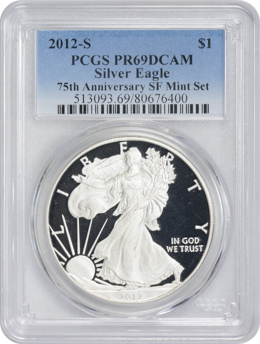 2012-S American Silver Eagle 75th Anniversary PR69DCAM PCGS Proof Coin (1 of 2)