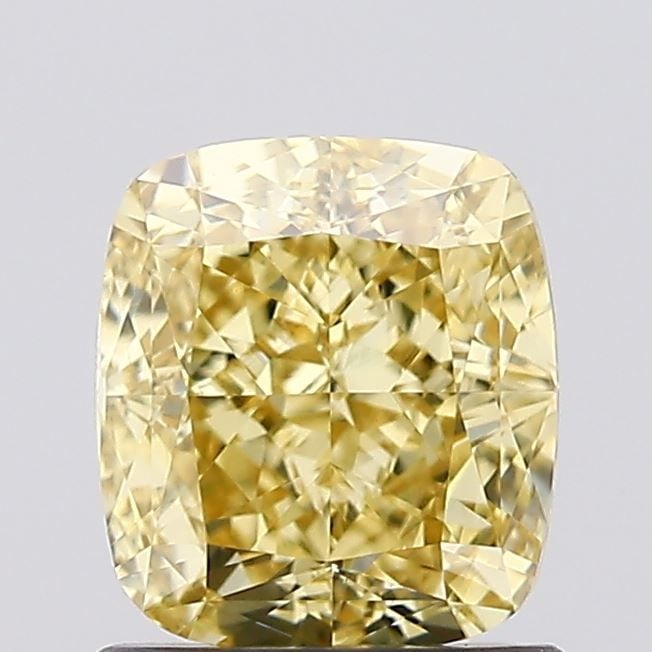 Loose Diamond - CUSHION MODIFIED 1.23ct Fancy Intense Yellow VS1: Loose Diamond - CUSHION MODIFIED 1.23ct Fancy Intense Yellow VS1 Source: This is a real non-mined Diamond that has been grown in a lab Shape: CUSHION MODIFIED Carats: 1.23 Color: Fancy Intense Yellow 