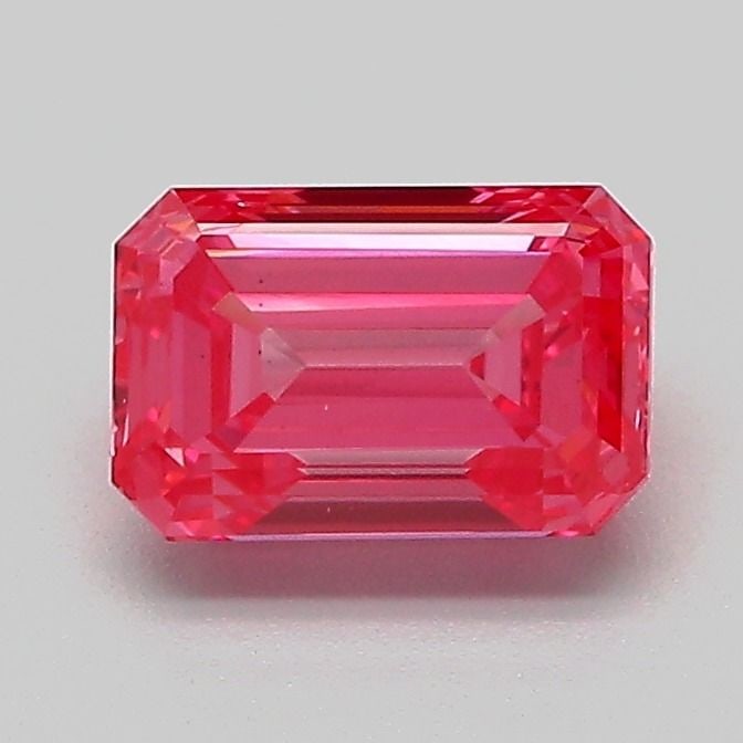 Loose Diamond - EMERALD 1.05ct Fancy Vivid Pink VS2: Loose Diamond - EMERALD 1.05ct Fancy Vivid Pink VS2 Source: This is a real non-mined Diamond that has been grown in a lab Shape: EMERALD Carats: 1.05 Color: Fancy Vivid Pink Certification: IGI Video: