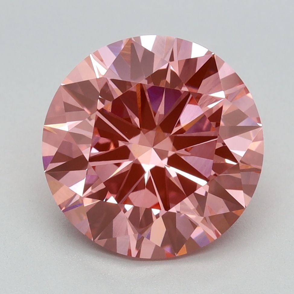 Ideal Loose Diamond - ROUND 2.8ct Fancy Vivid Pink VS1: Ideal Loose Diamond - ROUND 2.8ct Fancy Vivid Pink VS1 Source: This is a real non-mined Diamond that has been grown in a lab Shape: ROUND Carats: 2.8 Color: Fancy Vivid Pink Certification: IGI Video: