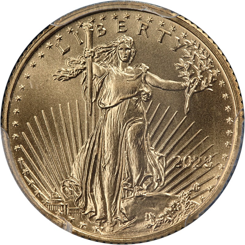 PCGS MS70 $5 Gold Eagle 2023 Type 2 First Strike Signed by General Casey (1 of 4)