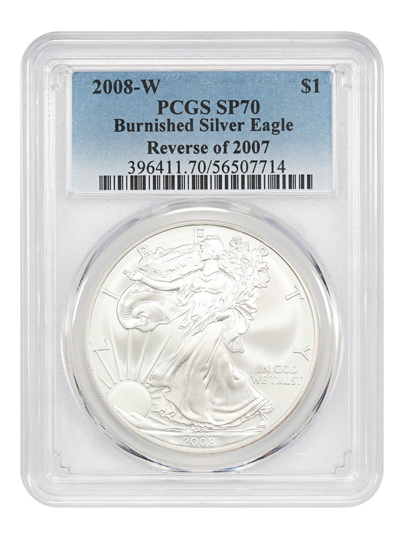 PCGS SP70 2008 West Point Silver Eagle Reverse of 2007 Dollar Coin (1 of 4)