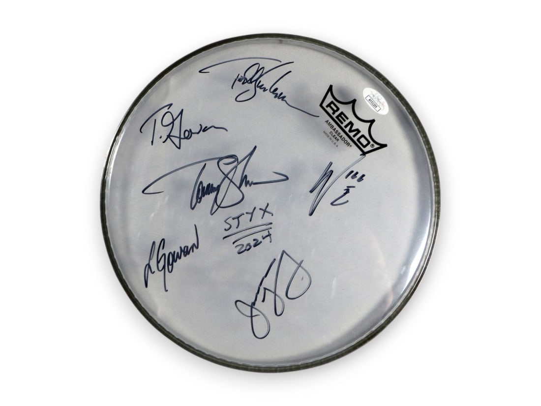 Styx Band Signed 10 Drumhead Autographed by 6 Members JSA Certified (1 of 3)