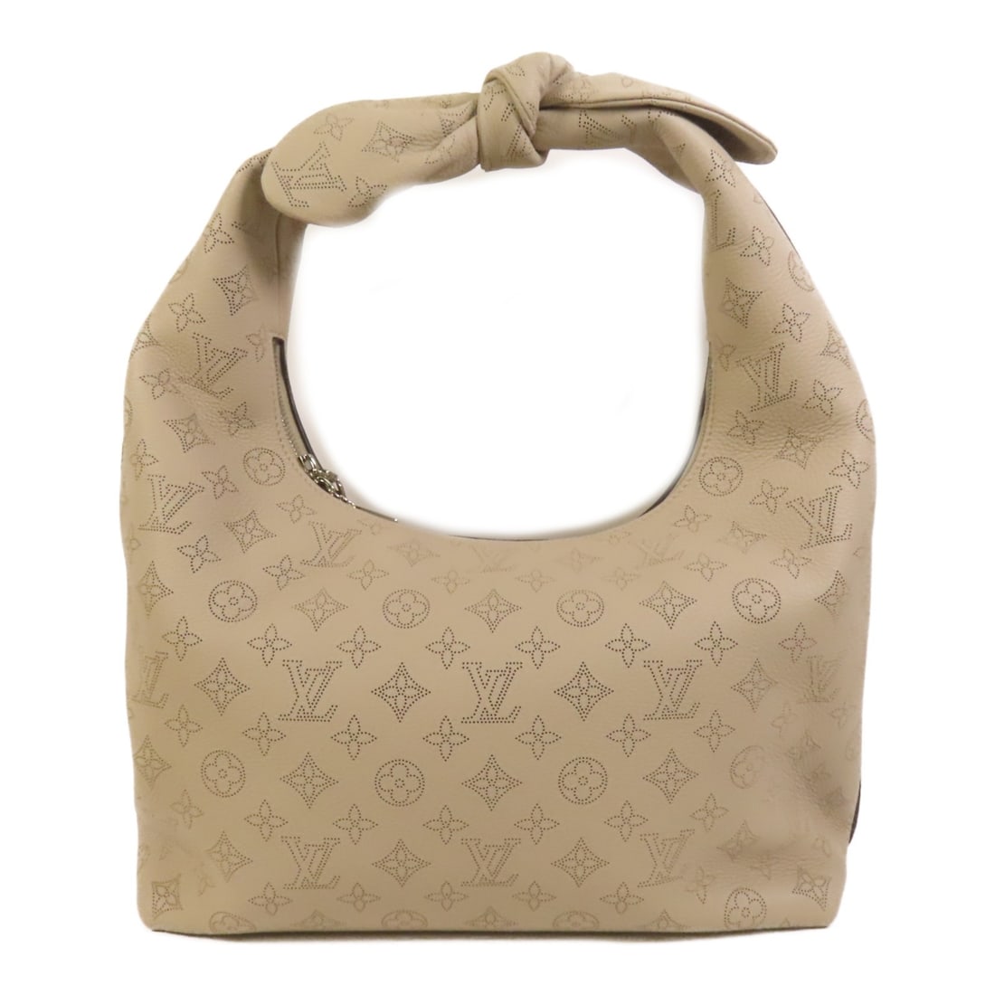 Louis Vuitton Why Knot MM Gray Monogram Mahina Calfskin Shoulder Bag M20787: Louis Vuitton Why Knot MM Gray Monogram Mahina Calfskin Shoulder Bag M20787 This Louis Vuitton Why Knot MM shoulder bag features the Monogram Mahina pattern in elegant grey calfskin leather. Made in F