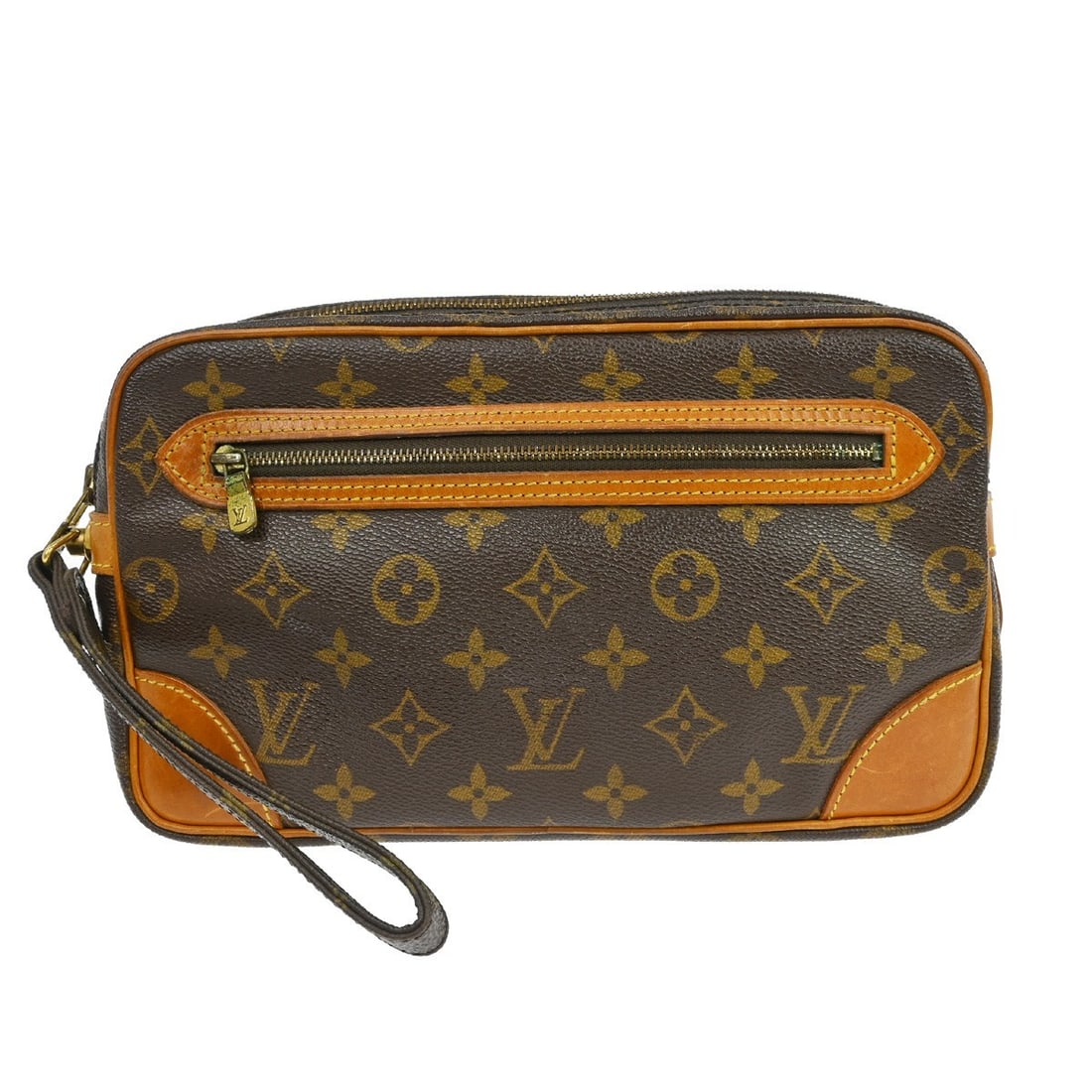 Louis Vuitton Marly Dragonne GM Monogram Leather Clutch Bag M51825: Louis Vuitton Marly Dragonne GM Monogram Leather Clutch Bag M51825 This Louis Vuitton Marly Dragonne GM clutch bag features the iconic monogram pattern on brown leather. Designed for unisex adults, it