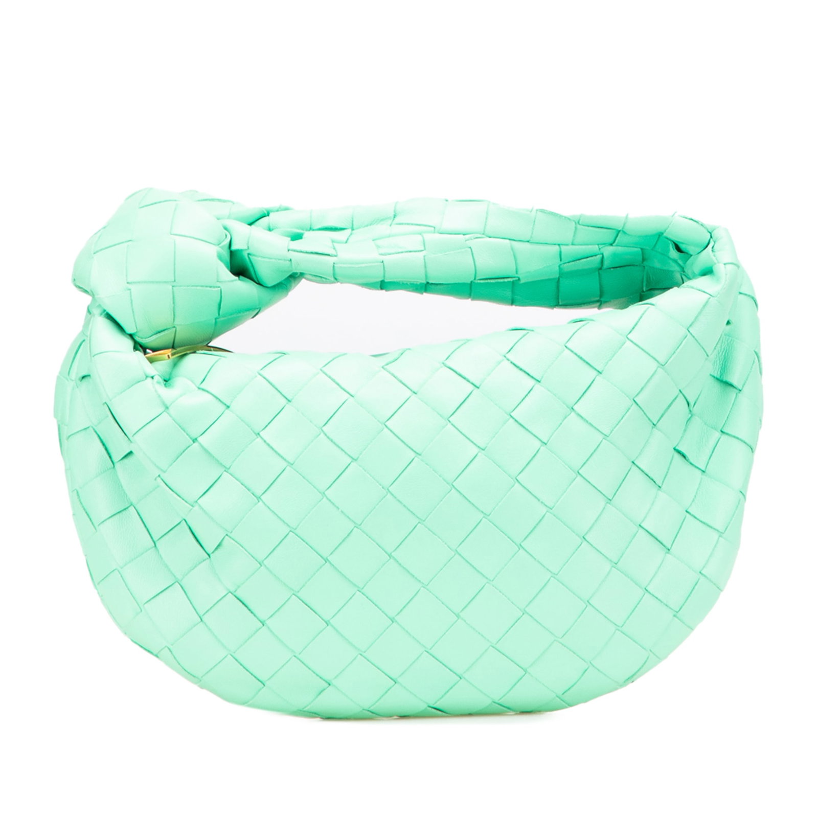 Bottega Veneta Mini Nappa Intrecciato Jodie Green Leather Bag: Bottega Veneta Mini Nappa Intrecciato Jodie Green Leather Bag The Bottega Veneta Mini Nappa Intrecciato Jodie is a stylish and compact bag crafted from exquisite woven nappa leather. It features a uni