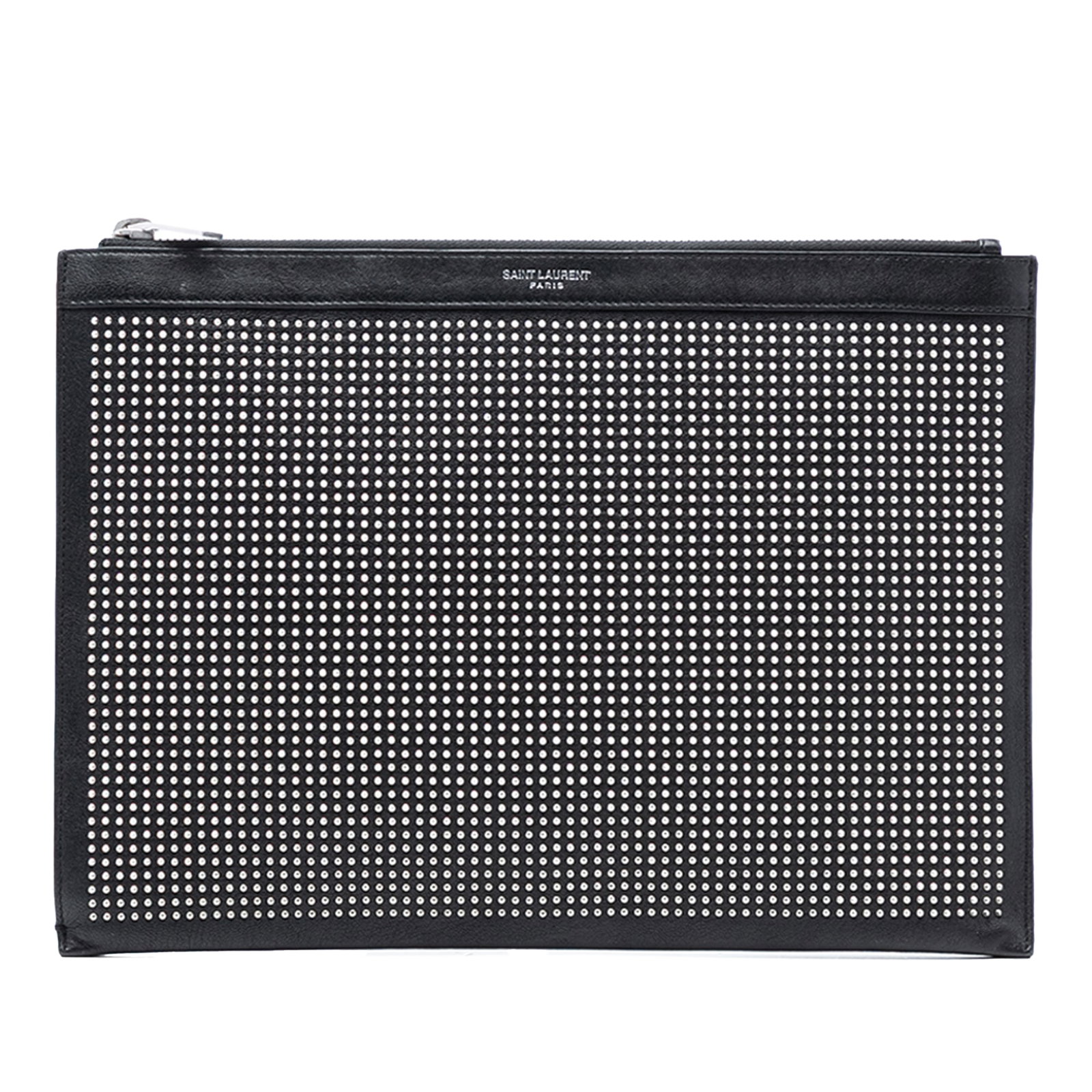 Black Leather Clutch with Silver Studs by Saint Laurent (1 of 7)