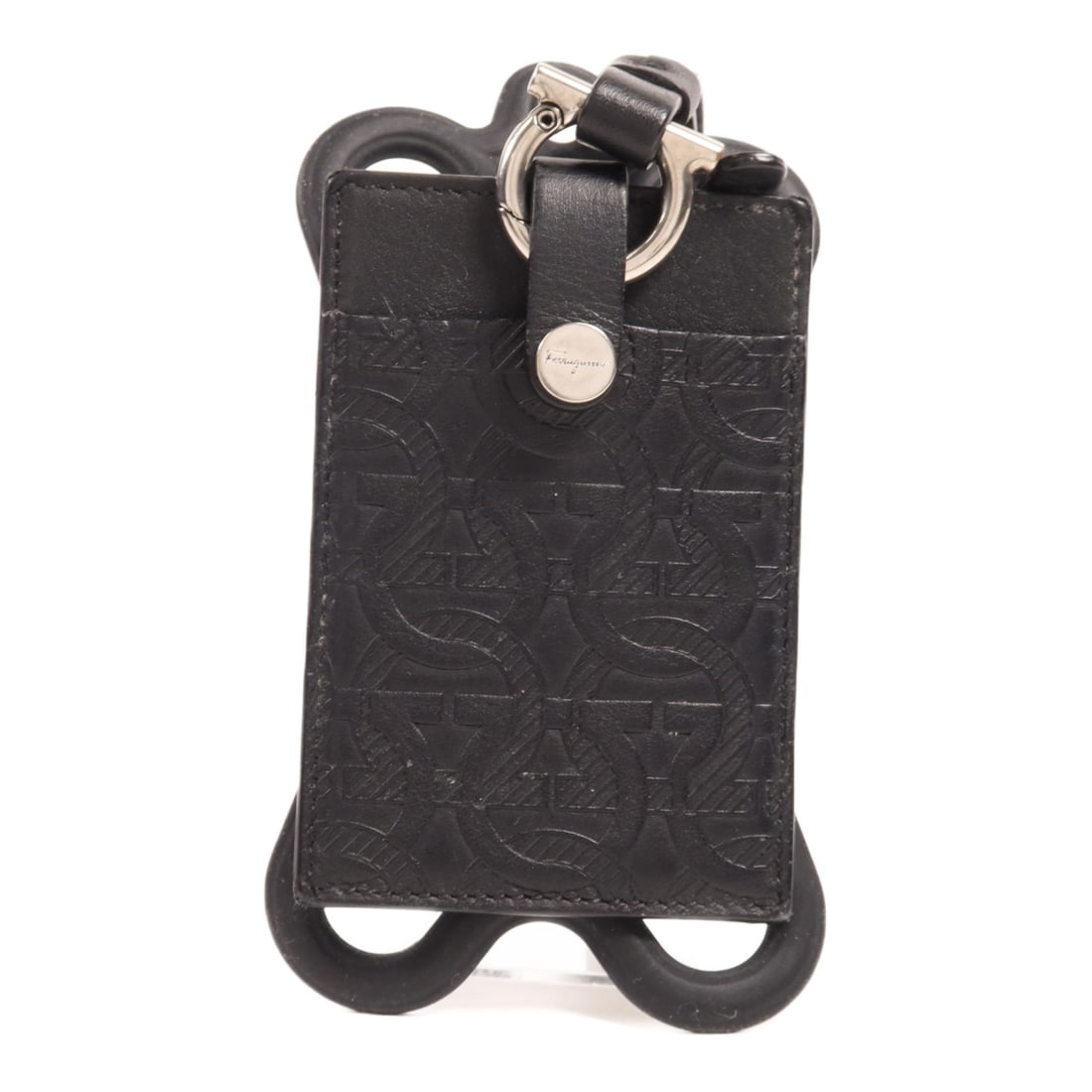 Salvatore Ferragamo Black Calfskin Leather Card Case: Salvatore Ferragamo Black Calfskin Leather Card Case This elegant card case by Salvatore Ferragamo is crafted from high-quality black calfskin leather, showcasing a sleek and sophisticated design. Ide