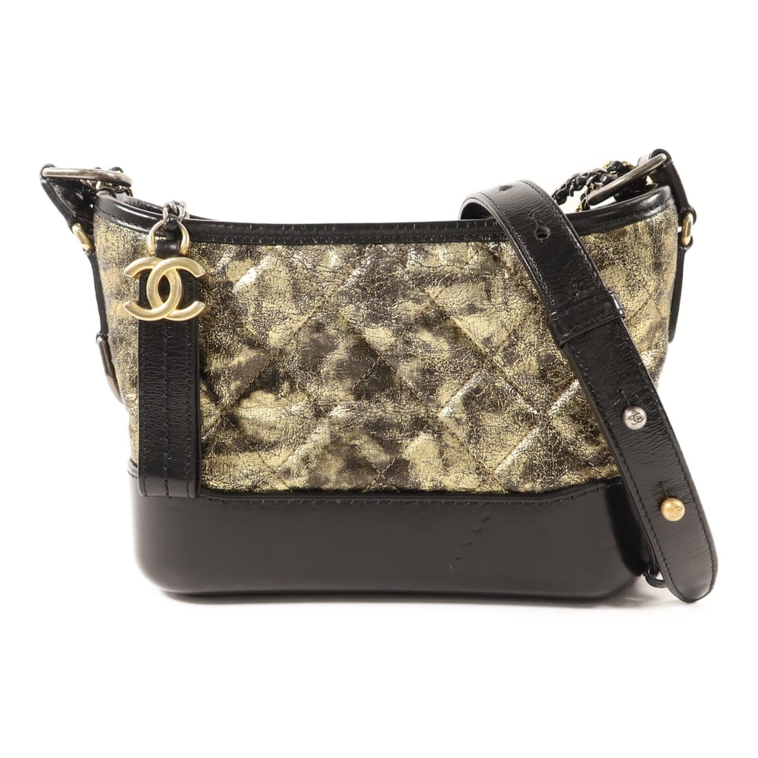 Chanel Gabrielle Small Shoulder Bag in Gold and Black Calfskin Leather (1 of 18)