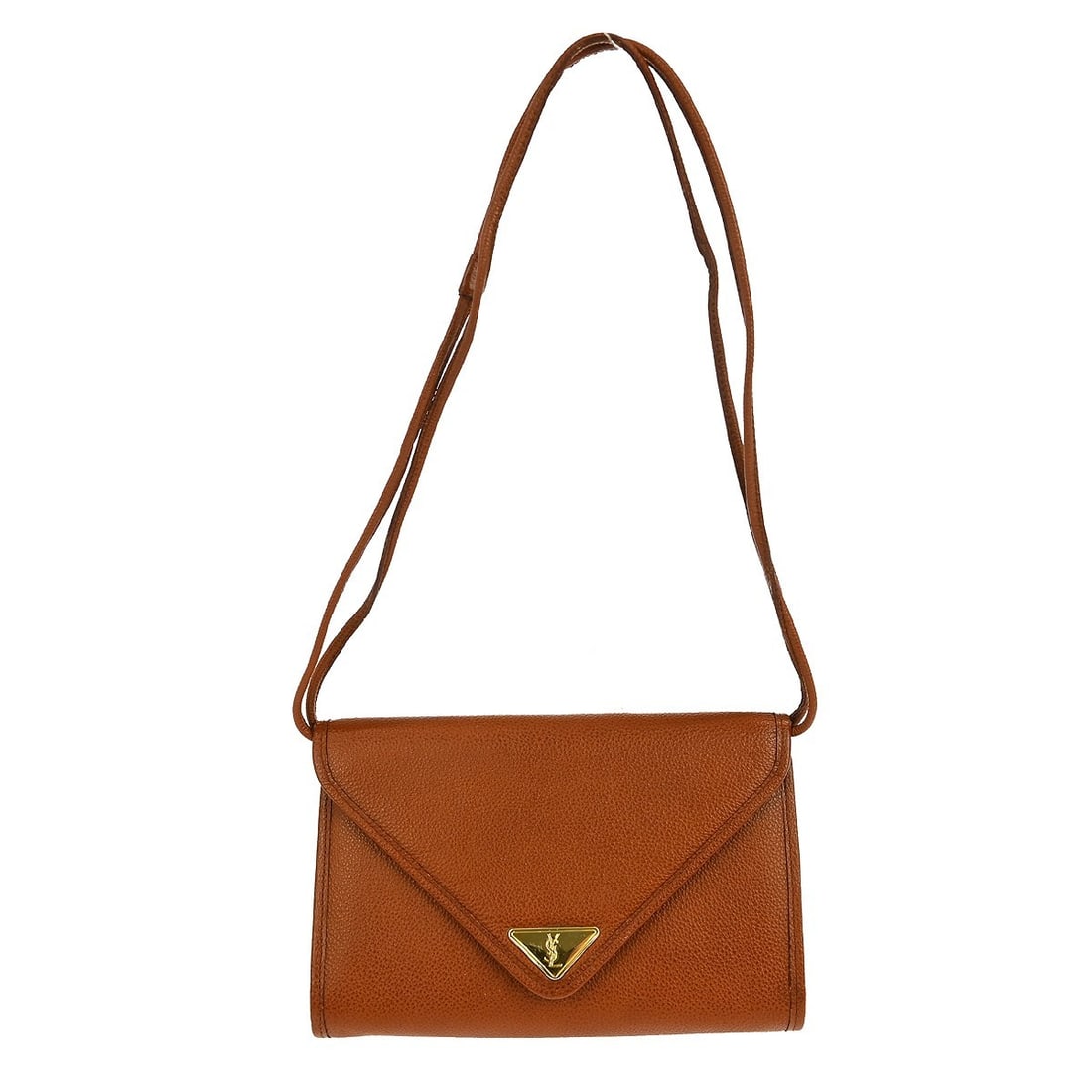 Saint Laurent Small Brown Leather Shoulder Bag with Logo and Gold Hardware: Saint Laurent Small Brown Leather Shoulder Bag with Logo and Gold Hardware This Yves Saint Laurent shoulder bag combines luxury with practicality, perfect for casual occasions. Crafted from high-quali