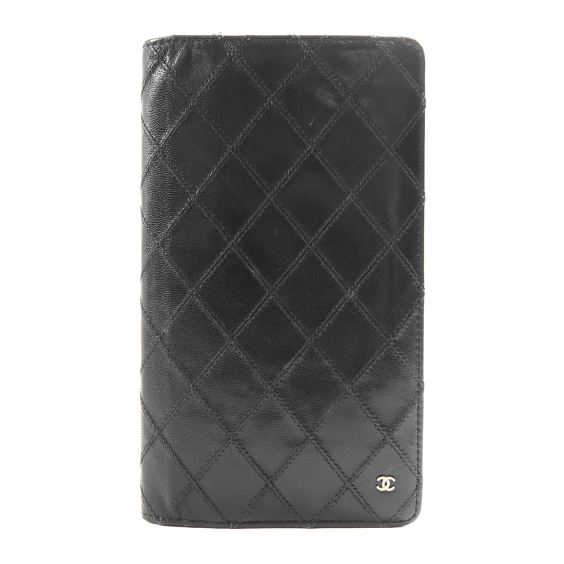 CHANEL Bifold Wallet Black Calfskin Leather with CC Logo: CHANEL Bifold Wallet Black Calfskin Leather with CC Logo This elegant CHANEL bifold purse is crafted from luxurious black calfskin leather, offering a timeless accessory for any occasion. Designed in 