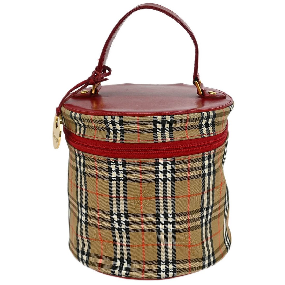 Burberry Vanity Handbag Red House Check Canvas Leather: Burberry Vanity Handbag Red House Check Canvas Leather This stylish Burberrys Beige Red House Check Vanity Handbag is perfect for casual occasions. Crafted from a durable canvas leather, this medium-s