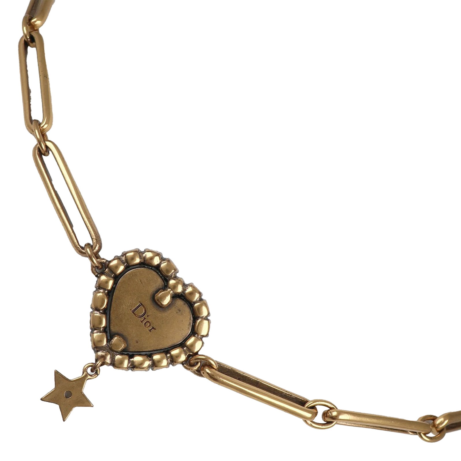 Dior J'Adior Heart Pendant Necklace Gold Plated Metal With Crystals: Dior J'Adior Heart Pendant Necklace Gold Plated Metal With Crystals This Dior necklace features a gold plated metal body with a heart-shaped J'Adior pendant adorned with crystal embellishments. The ne