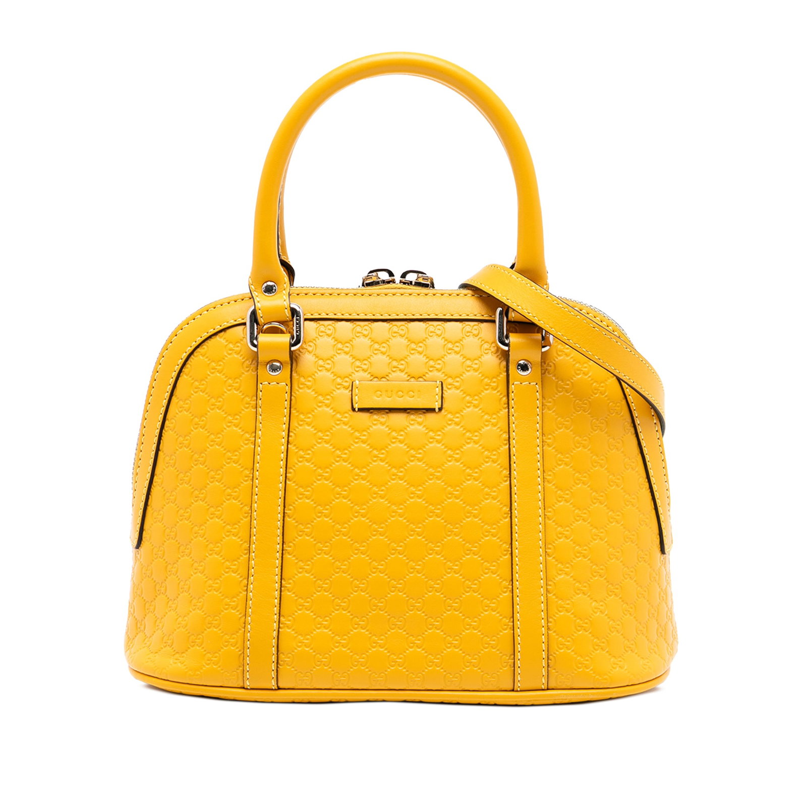 Yellow Leather Mini Satchel Gucci Microguccissima with Detachable Strap (1 of 8)