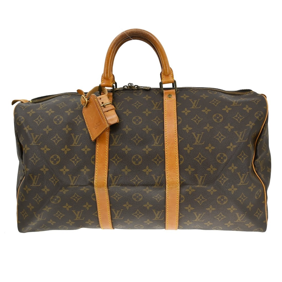 Louis Vuitton Keepall Monogram Canvas Travel Bag 50cm Brown Unisex: Louis Vuitton Keepall Monogram Canvas Travel Bag 50cm Brown Unisex The Louis Vuitton Keepall Bag in Monogram Canvas is a unisex travel bag featuring a brown canvas exterior. This bag is in fair condit
