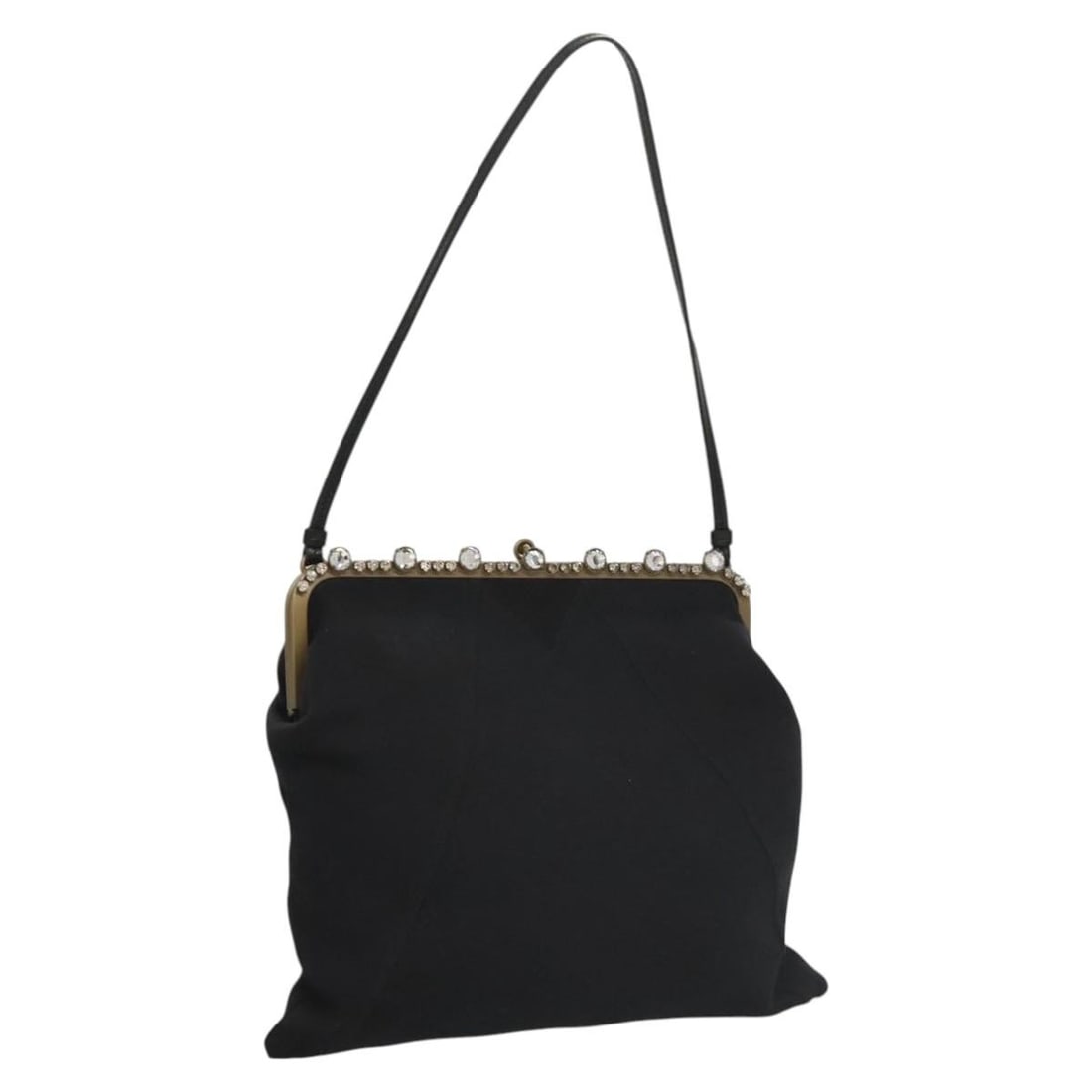 Miu Miu Black Leather Shoulder Purse with Gold Accents Made in Italy: Miu Miu Black Leather Shoulder Purse with Gold Accents Made in Italy This Miu Miu shoulder bag is crafted from black and gold leather and designed for women. The bag features a shoulder strap with an 