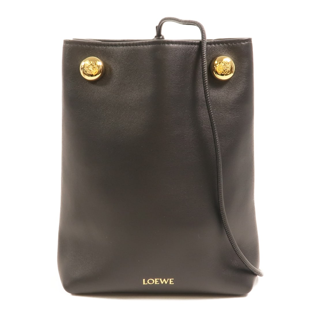 Loewe Pebble Black Calfskin Shoulder Bag with Gold Hardware (1 of 14)